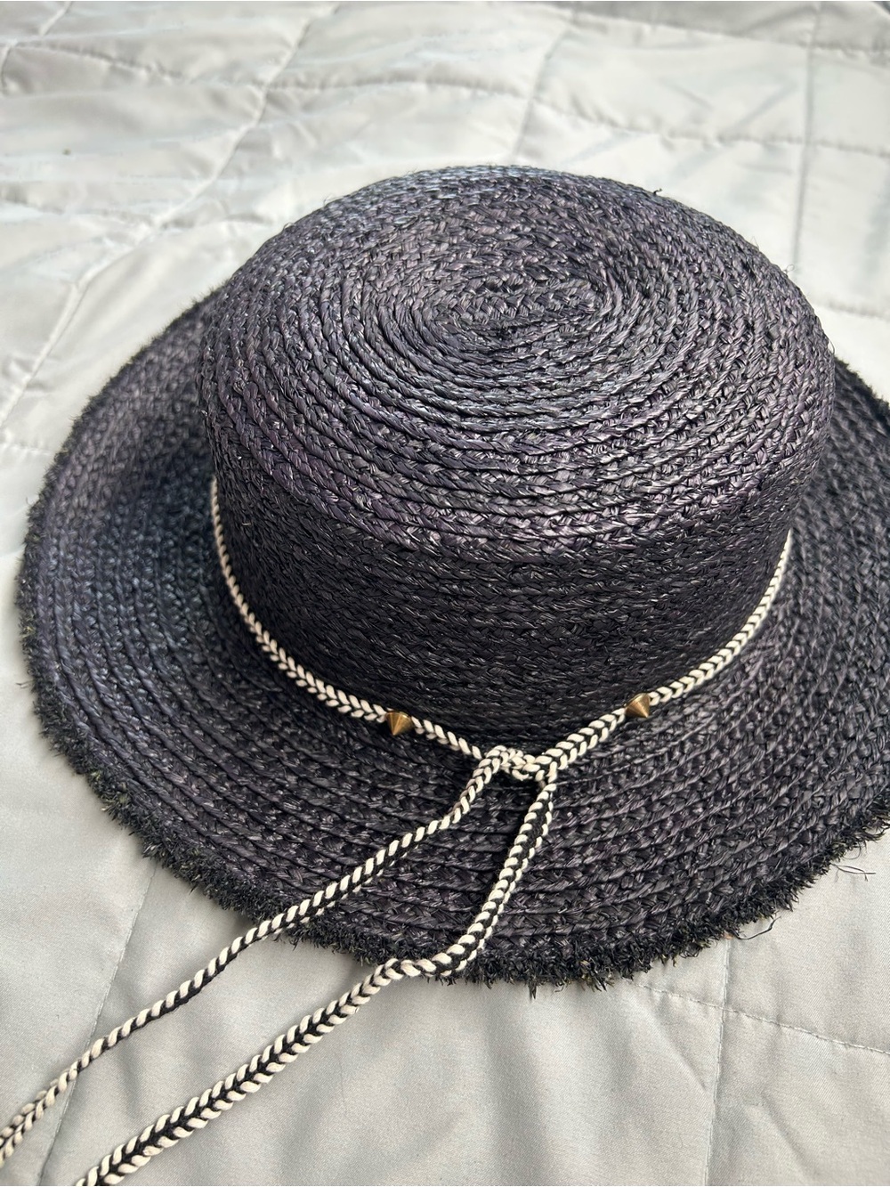 Do Everything in Love Woven Black Straw Sun Hat with Braided band